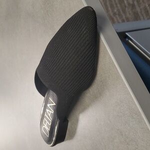 Stretch Fabric round toe,black shoe